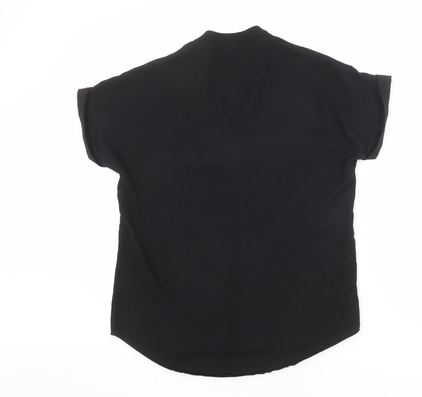 New Look Womens Black Polyester Basic Blouse Size 6 V-Neck