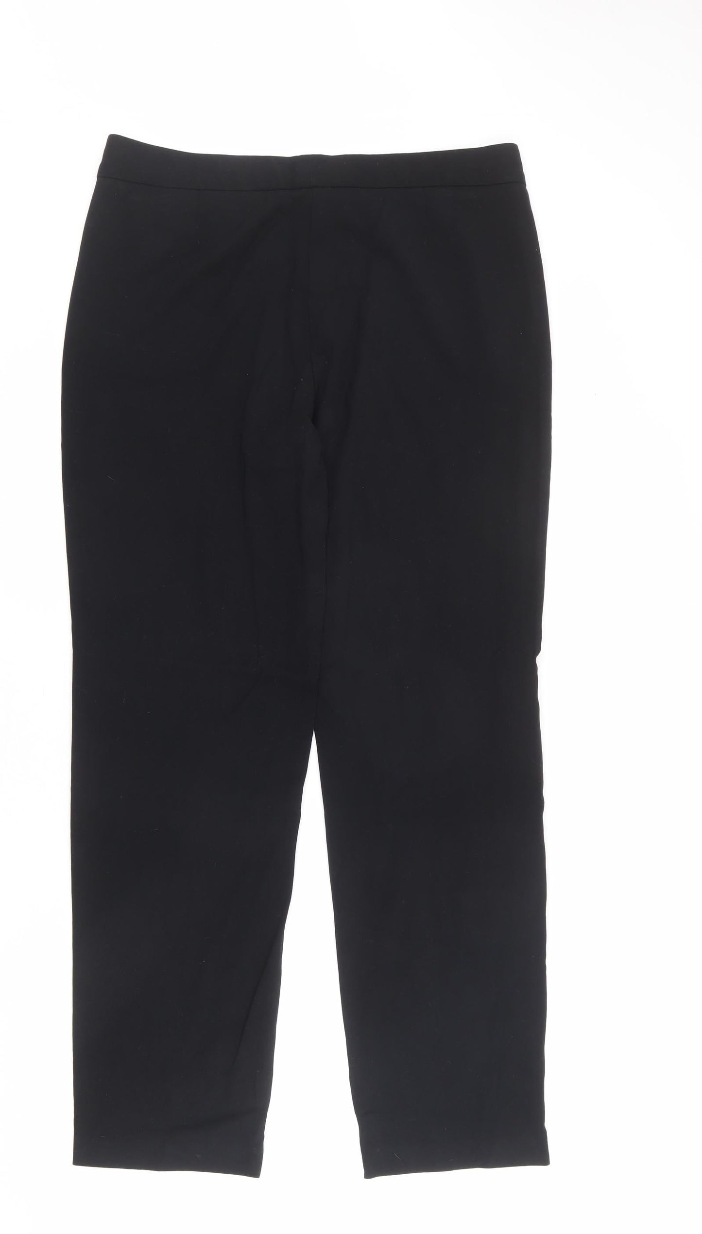 Marks and Spencer Womens Black Viscose Dress Pants Trousers Size 14 L30 in Regular Zip