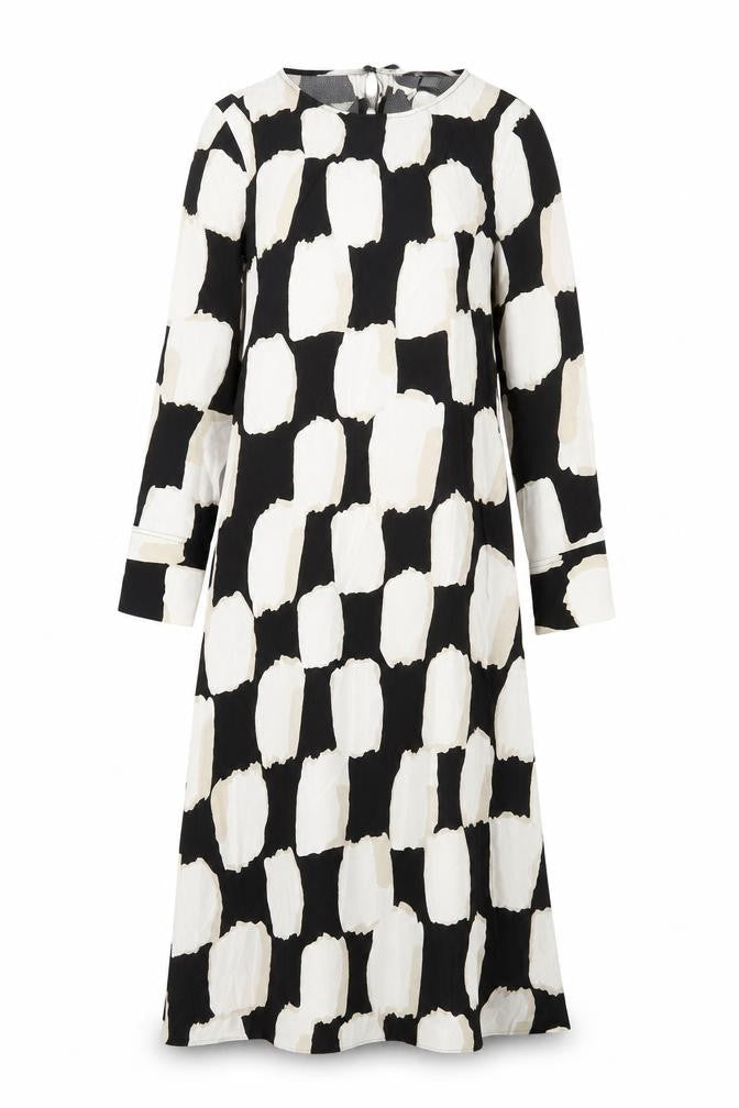 Marks & Spencer Womens Multicoloured Geometric Viscose A-Line Size 6 Round Neck Tie