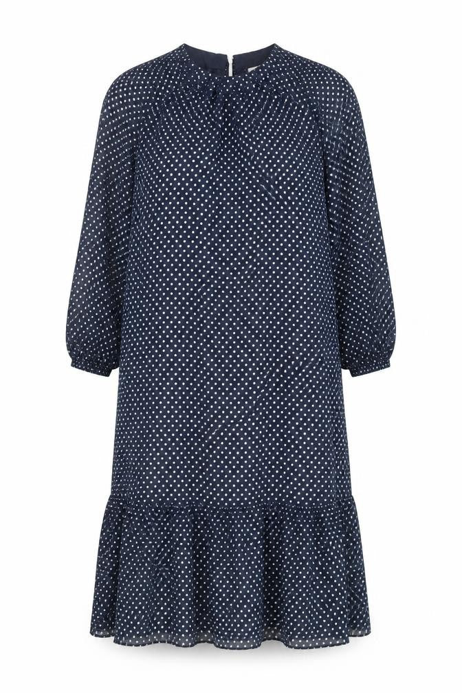Marks & Spencer Womens Blue Polka Dot Polyester A-Line Size 8 Round Neck Tie