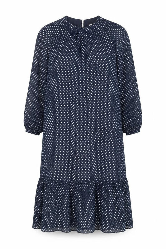 Marks & Spencer Womens Blue Polka Dot Polyester A-Line Size 8 Round Neck Tie