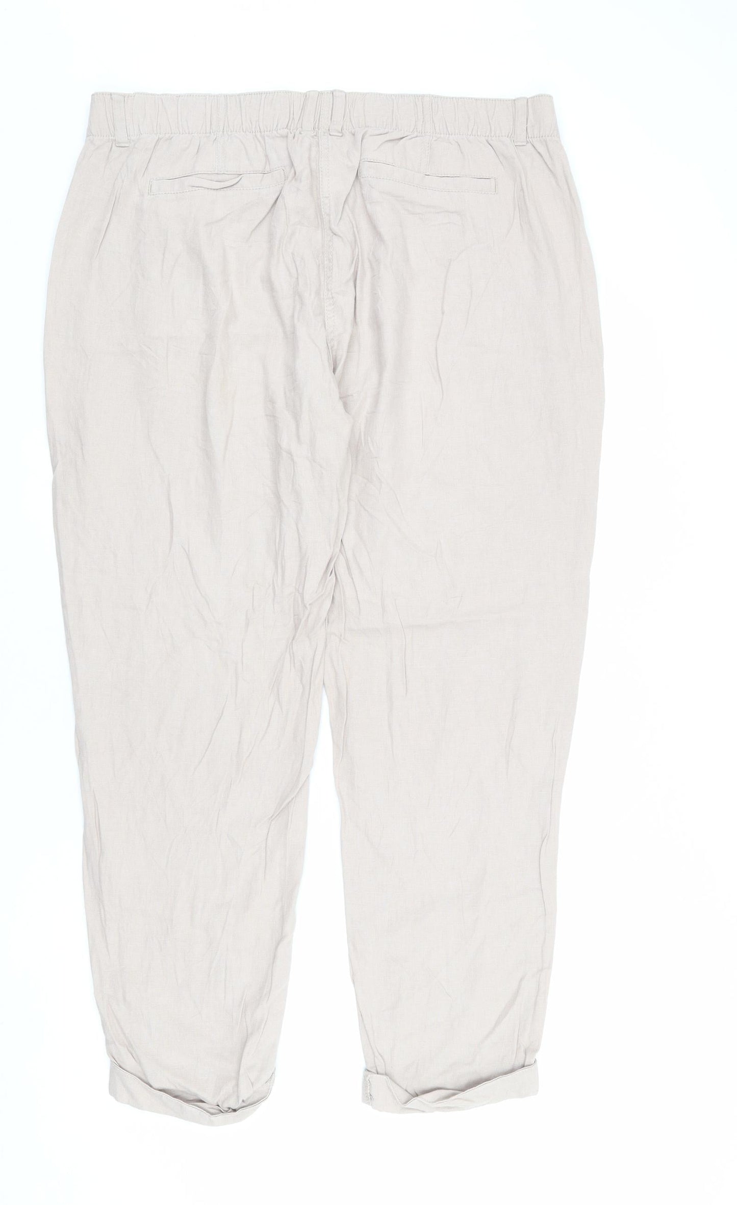 Marks and Spencer Womens Beige Polyester Trousers Size 36 in L27 in Regular Zip