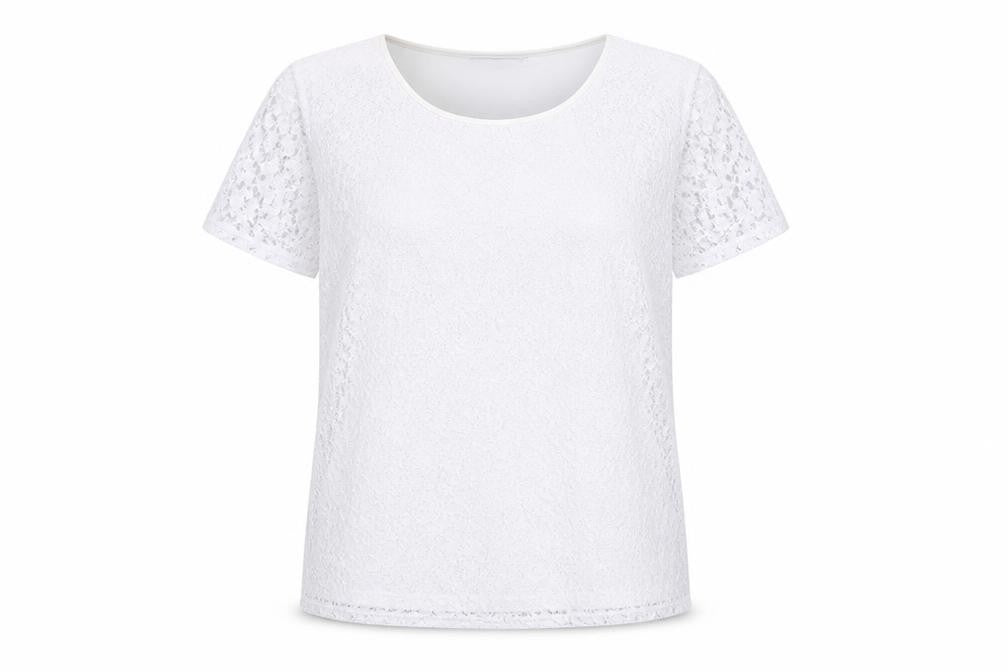 Bonmarché Womens White Polyester Basic T-Shirt Size 14 Scoop Neck