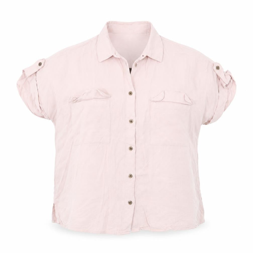 New Look Womens Pink Viscose Basic Button-Up Size 10 Collared