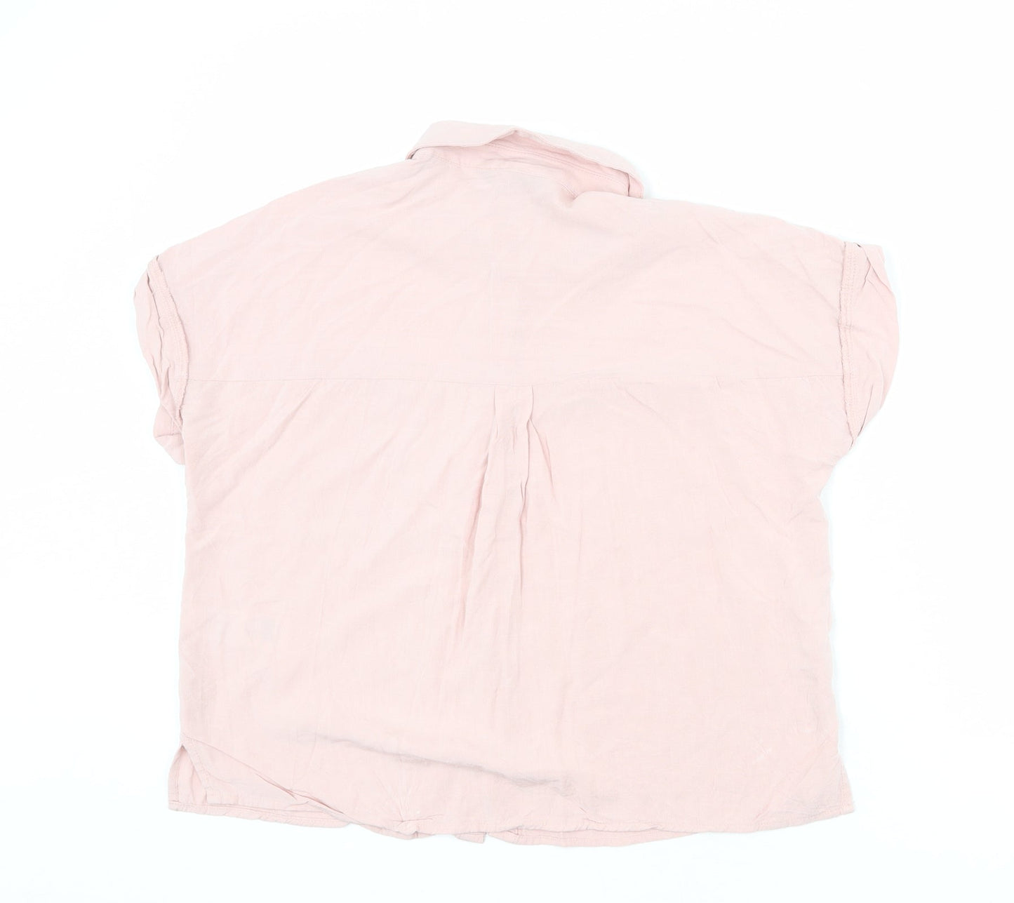 New Look Womens Pink Viscose Basic Button-Up Size 10 Collared