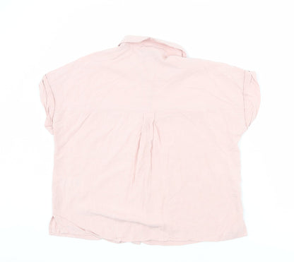 New Look Womens Pink Viscose Basic Button-Up Size 10 Collared