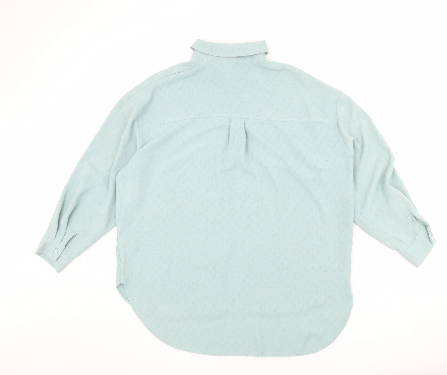 New Look Womens Blue Geometric Polyester Basic Button-Up Size 6 Collared