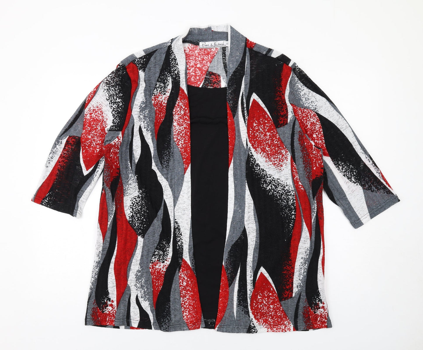Pure & Natural Womens Multicoloured Geometric Polyester Basic Blouse Size XL Scoop Neck - Layered Top