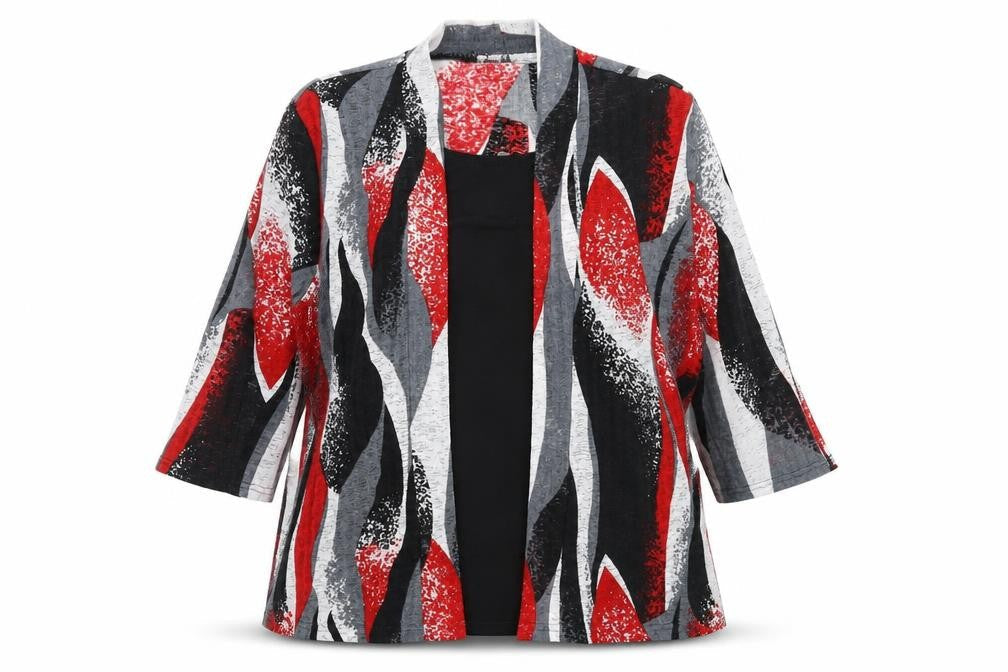 Pure & Natural Womens Multicoloured Geometric Polyester Basic Blouse Size XL Scoop Neck - Layered Top