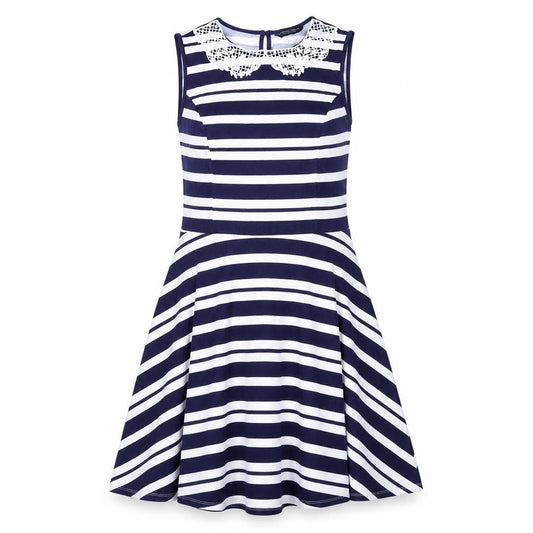 Dorothy Perkins Womens Blue Striped Cotton Trapeze & Swing Size 12 Crew Neck Pullover