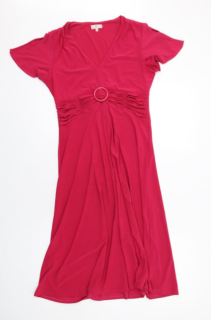 Country Casuals Womens Pink Polyester Trapeze & Swing Size 8 V-Neck Pullover