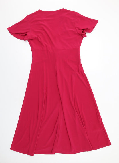 Country Casuals Womens Pink Polyester Trapeze & Swing Size 8 V-Neck Pullover