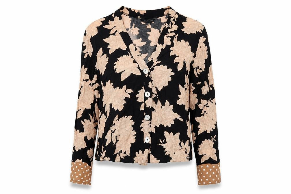 New Look Womens Multicoloured Floral Viscose Basic Button-Up Size 8 V-Neck