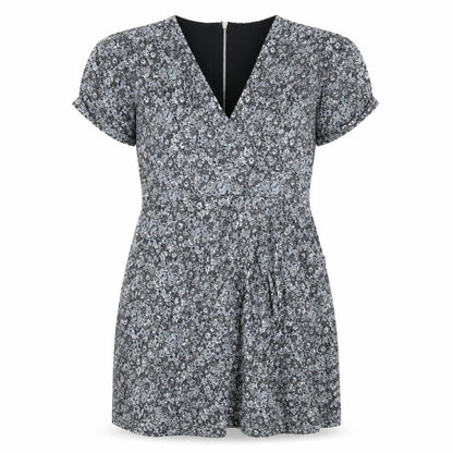Oasis Womens Grey Floral Polyester Mini Size L V-Neck Zip