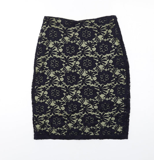 Precis Womens Blue Floral Nylon Straight & Pencil Skirt Size 8 Zip
