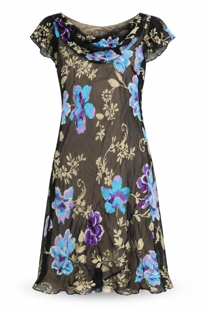 Country Casuals Womens Multicoloured Floral Polyester A-Line Size 8 Cowl Neck Pullover