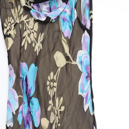 Country Casuals Womens Multicoloured Floral Polyester A-Line Size 8 Cowl Neck Pullover