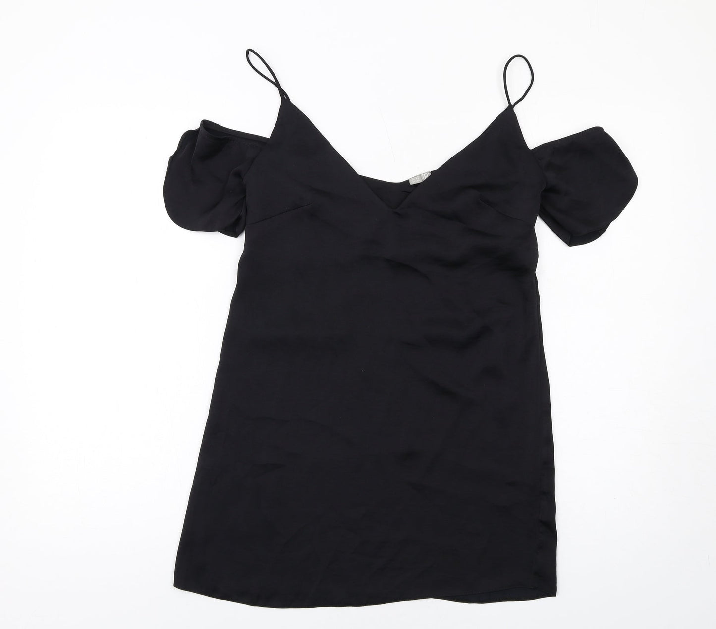 ASOS Womens Black Polyester A-Line Size XS V-Neck Pullover - Cold Shoulder