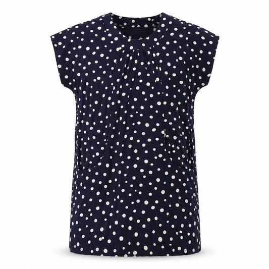Grove Womens Blue Polka Dot Polyester T-Shirt Dress Size 12 Round Neck Pullover