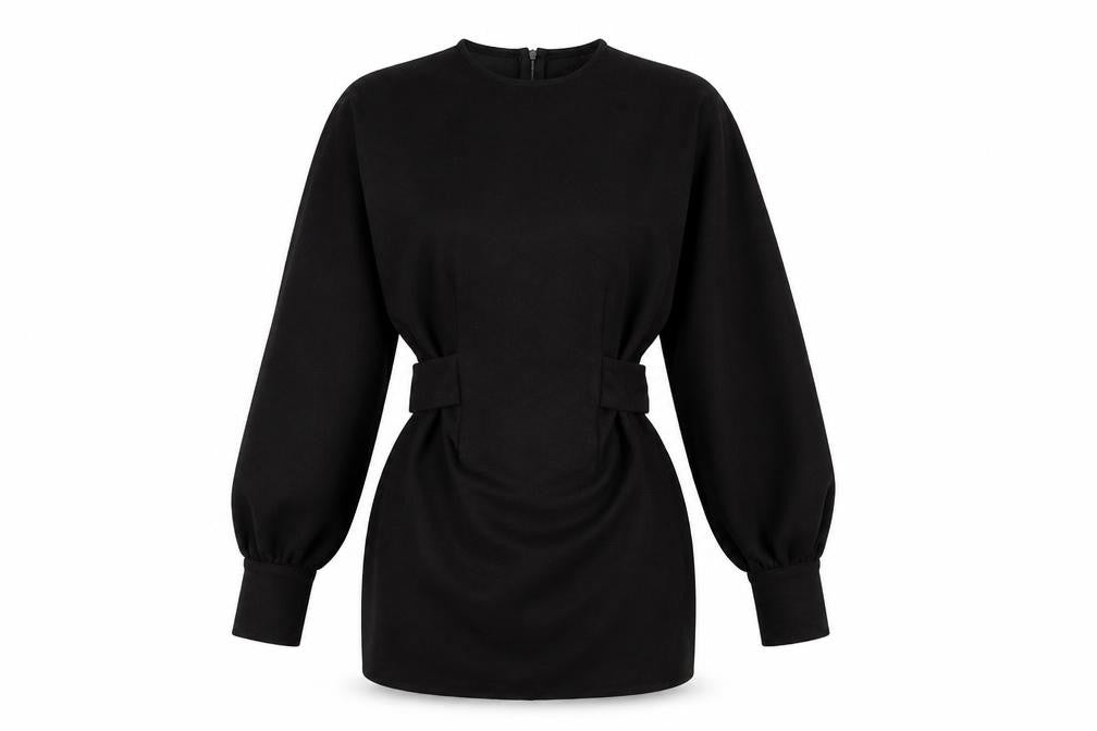 Misspap Womens Black Polyester Mini Size 6 Round Neck Zip