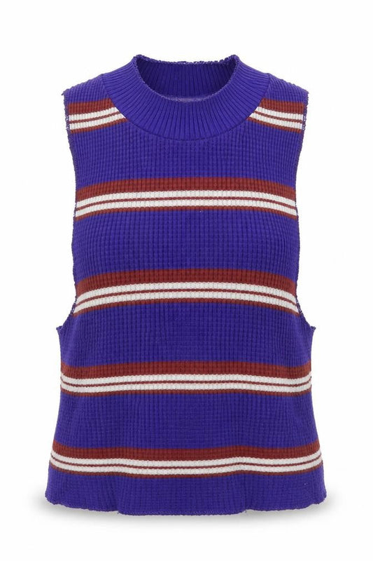 BDG Womens Blue Striped Cotton Basic Tank Size XS Mock Neck
