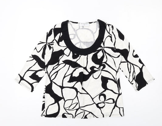 Wallis Womens White Geometric Viscose Basic T-Shirt Size 12 Scoop Neck