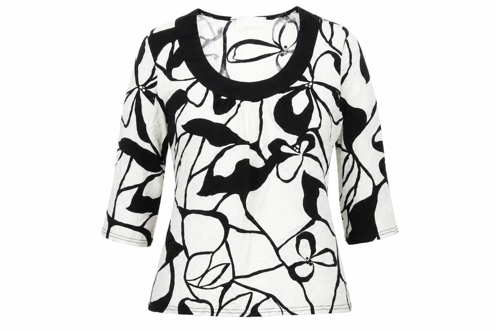 Wallis Womens White Geometric Viscose Basic T-Shirt Size 12 Scoop Neck
