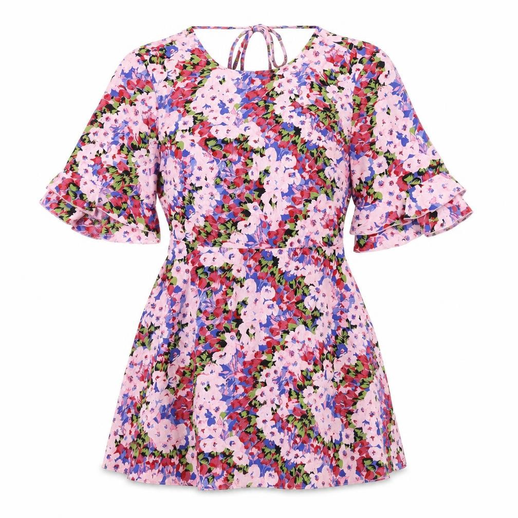 Miss Selfridge Womens Multicoloured Floral Polyester Mini Size 8 Round Neck Pullover