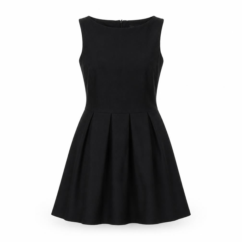Topshop Womens Black Polyester Fit & Flare Size 8 Boat Neck Zip