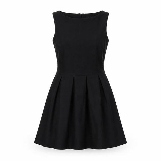 Topshop Womens Black Polyester Fit & Flare Size 8 Boat Neck Zip