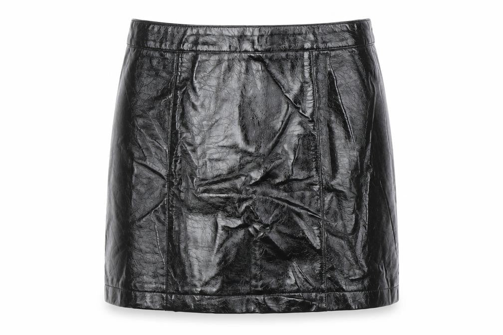 Topshop Womens Black Polyurethane Mini Skirt Size 8 Zip
