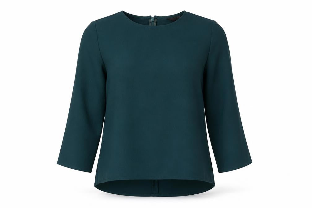 Topshop Womens Green Polyester Basic Blouse Size 8 Round Neck