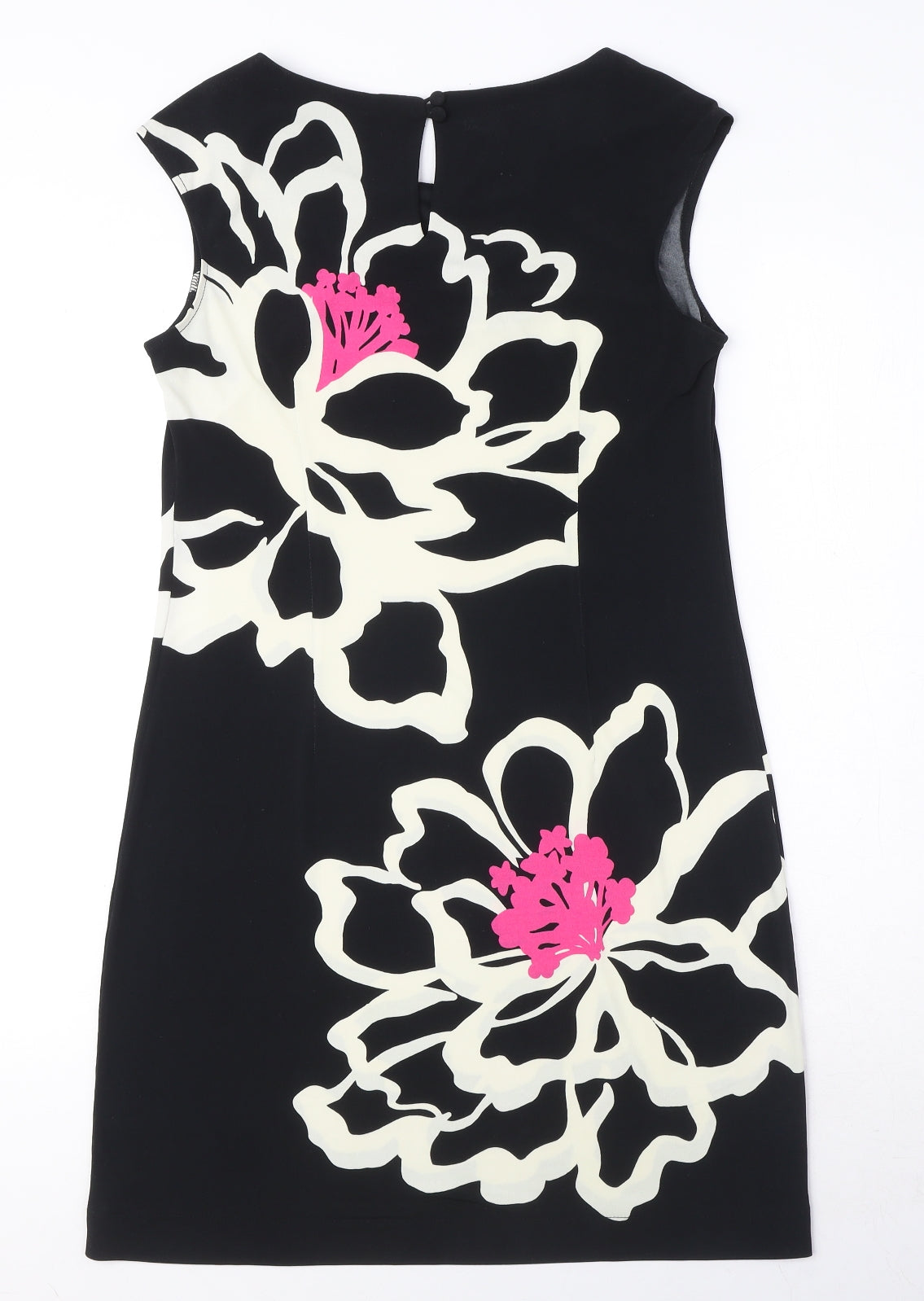 London Times Womens Black Floral Polyester Shift Size 6 Round Neck Pullover