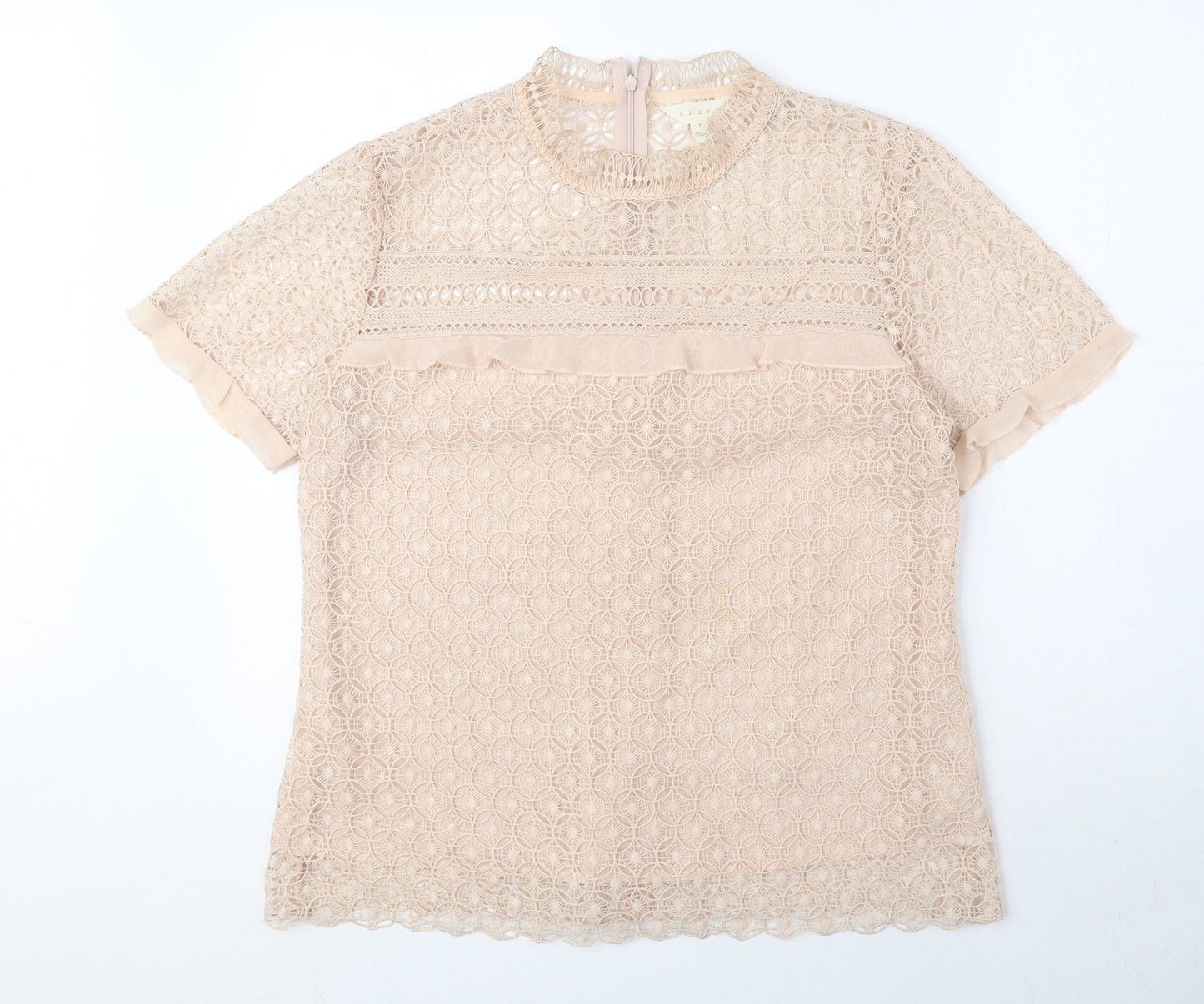 Adiva Womens Pink Geometric Polyester Basic Blouse Size L Round Neck