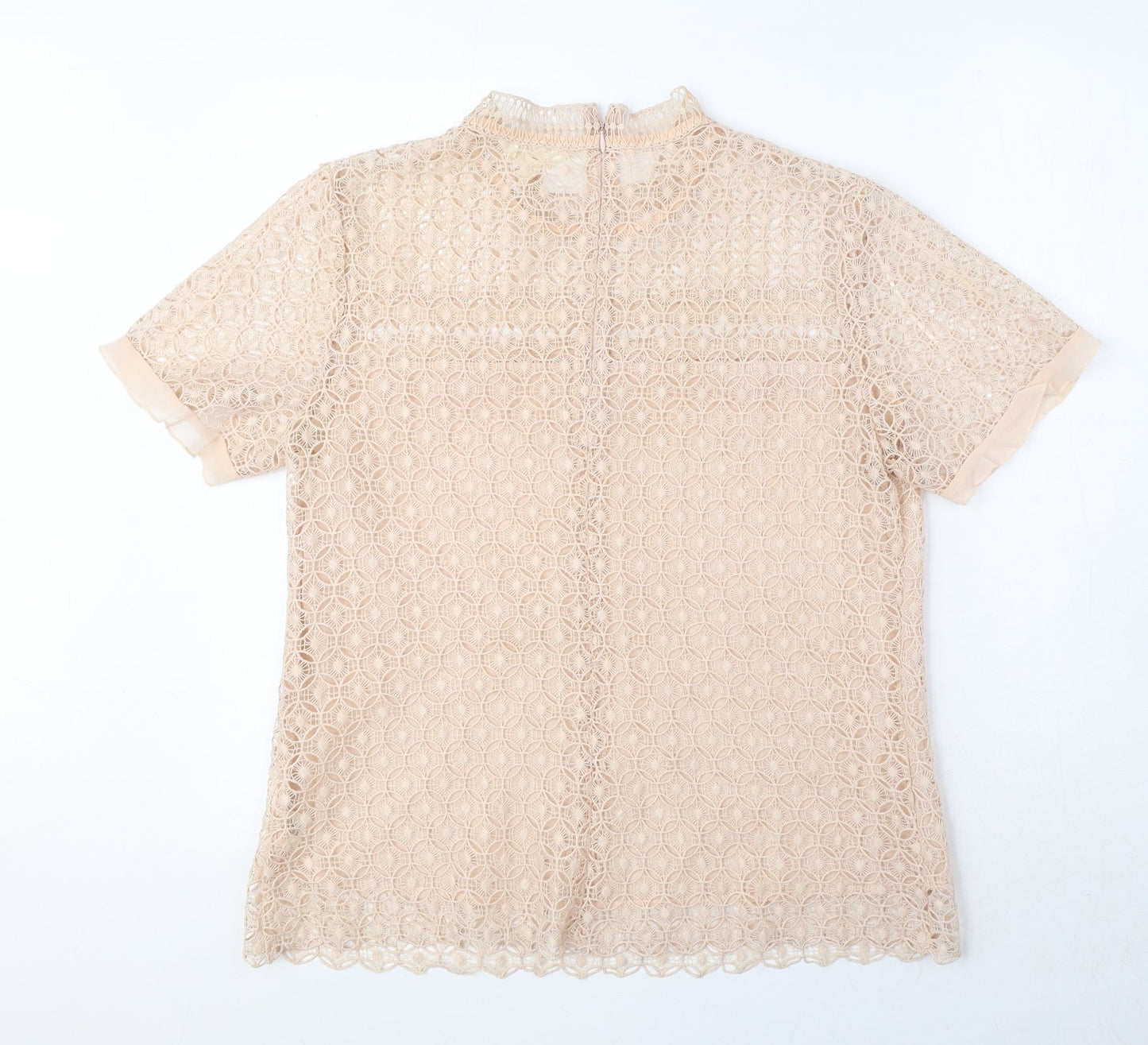 Adiva Womens Pink Geometric Polyester Basic Blouse Size L Round Neck