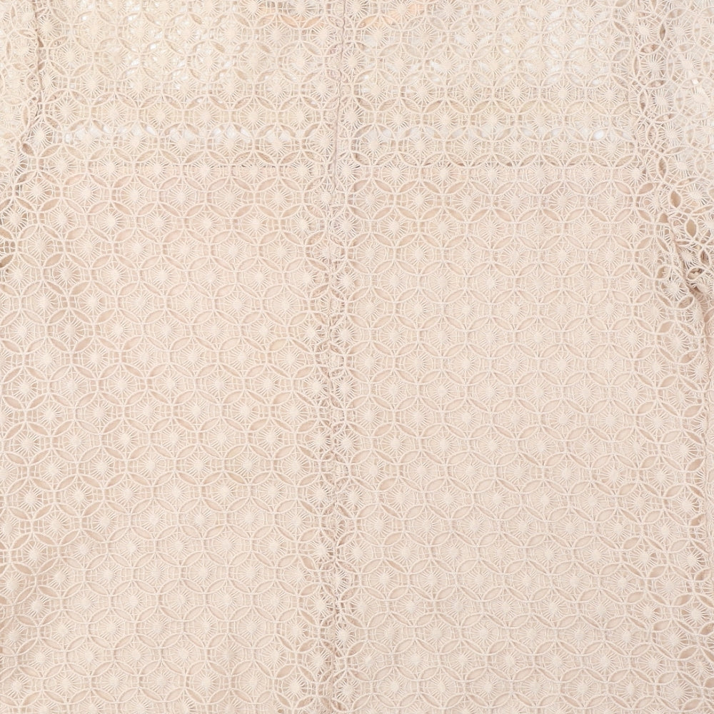 Adiva Womens Pink Geometric Polyester Basic Blouse Size L Round Neck