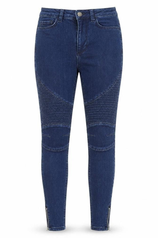 Marks & Spencer Womens Blue Cotton Skinny Jeans Size 6 L27 in Regular Zip