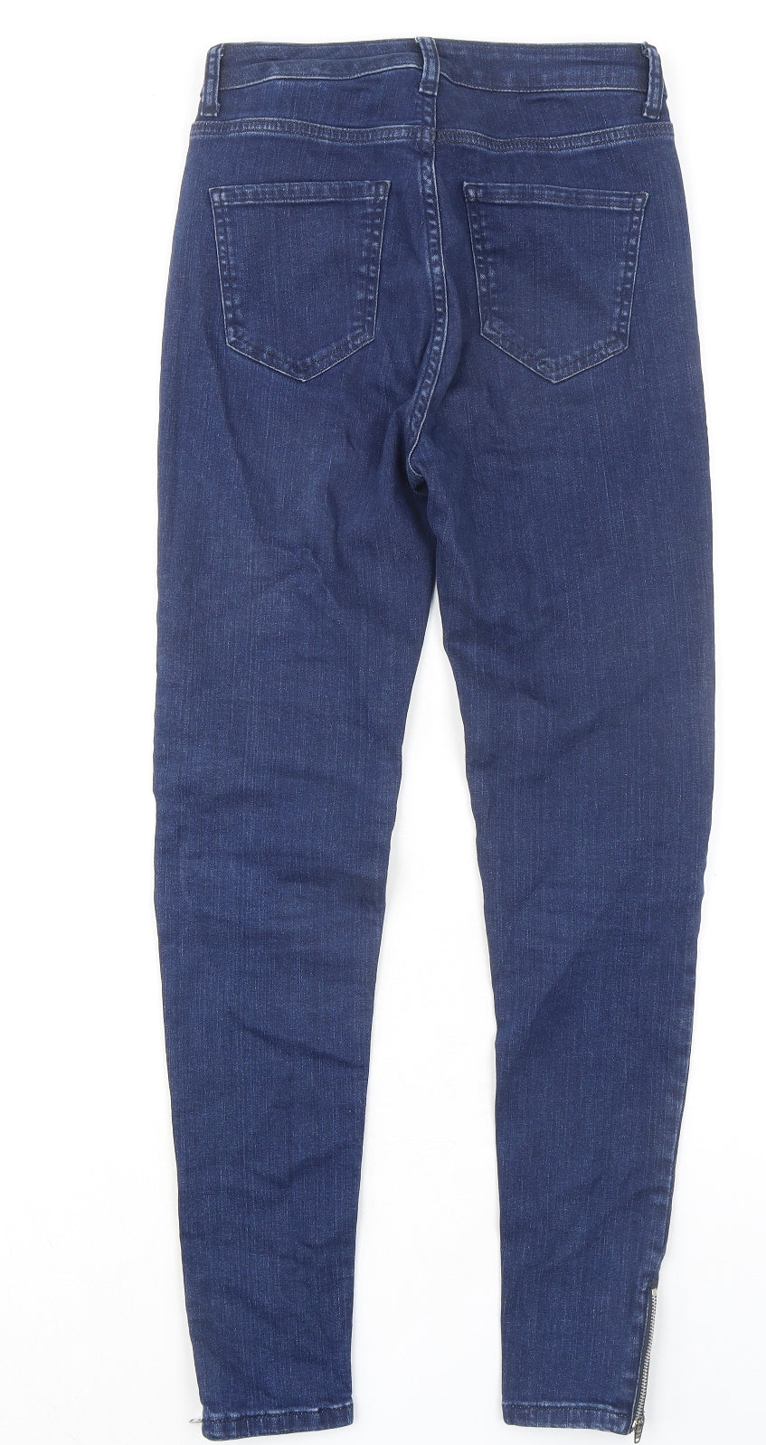 Marks and Spencer Womens Blue Cotton Skinny Jeans Size 6 L27 in Regular Zip