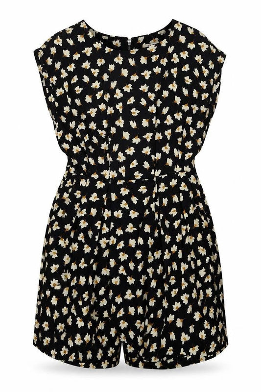 Glamorous Womens Black Floral Polyester Playsuit One-Piece Size 6 Zip