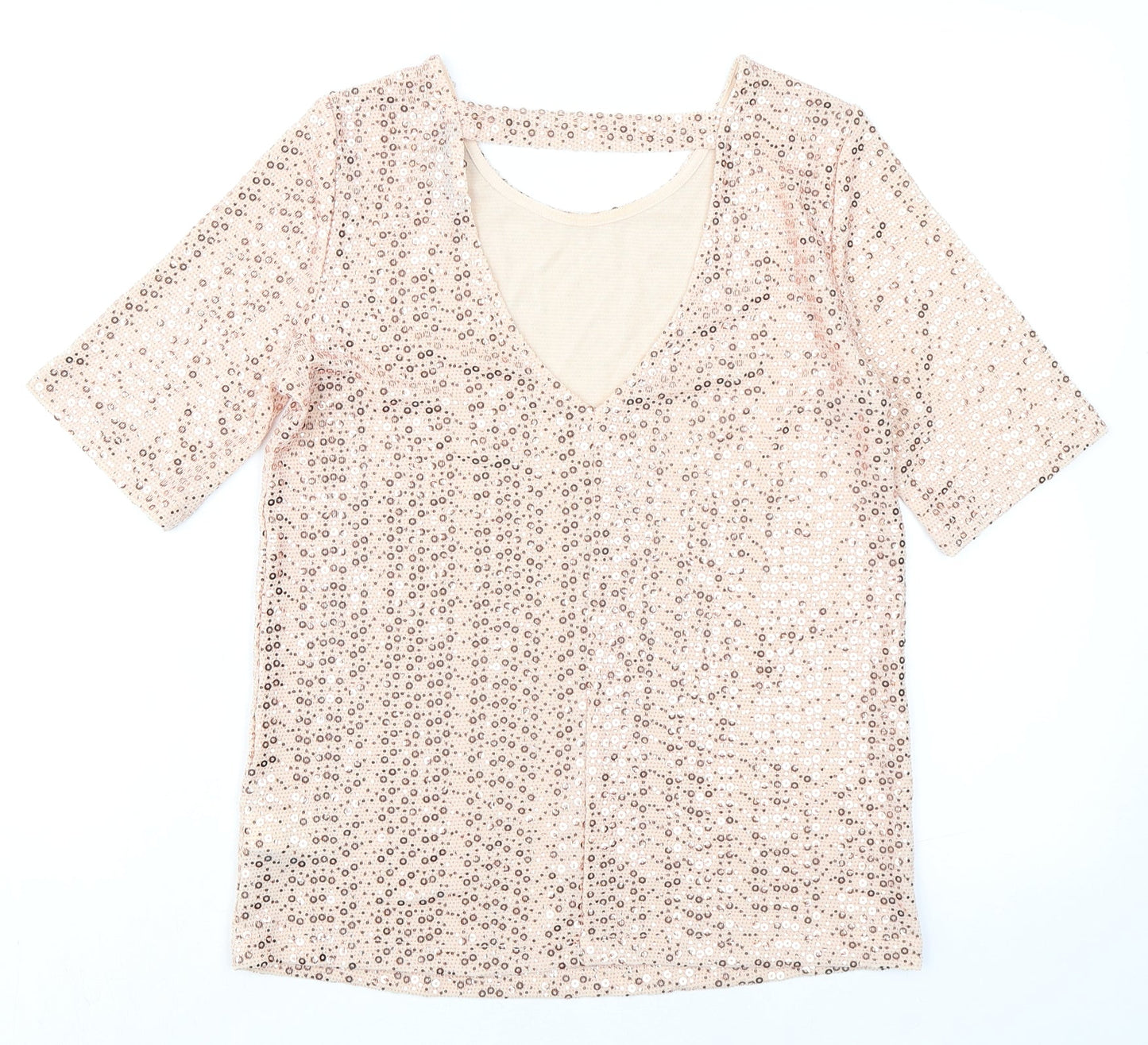 NEXT Womens Pink Nylon Basic Blouse Size 6 Round Neck