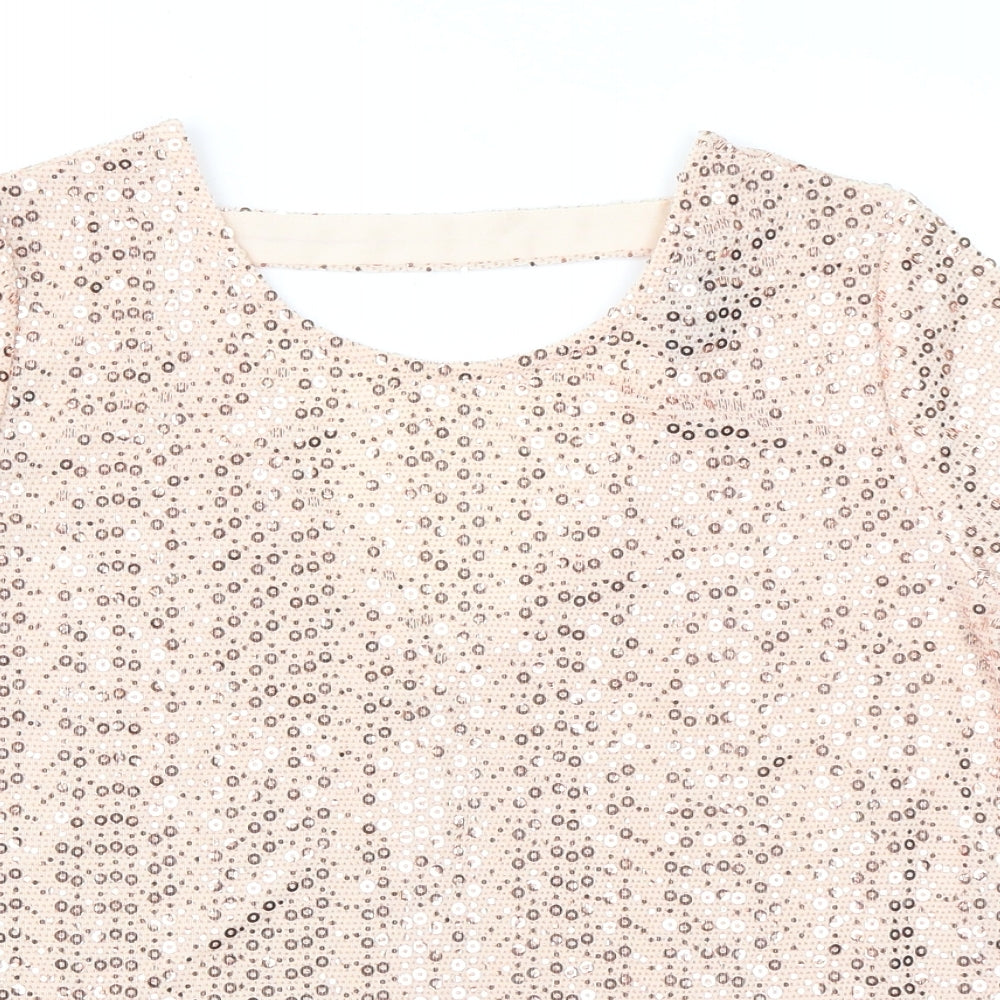 NEXT Womens Pink Nylon Basic Blouse Size 6 Round Neck