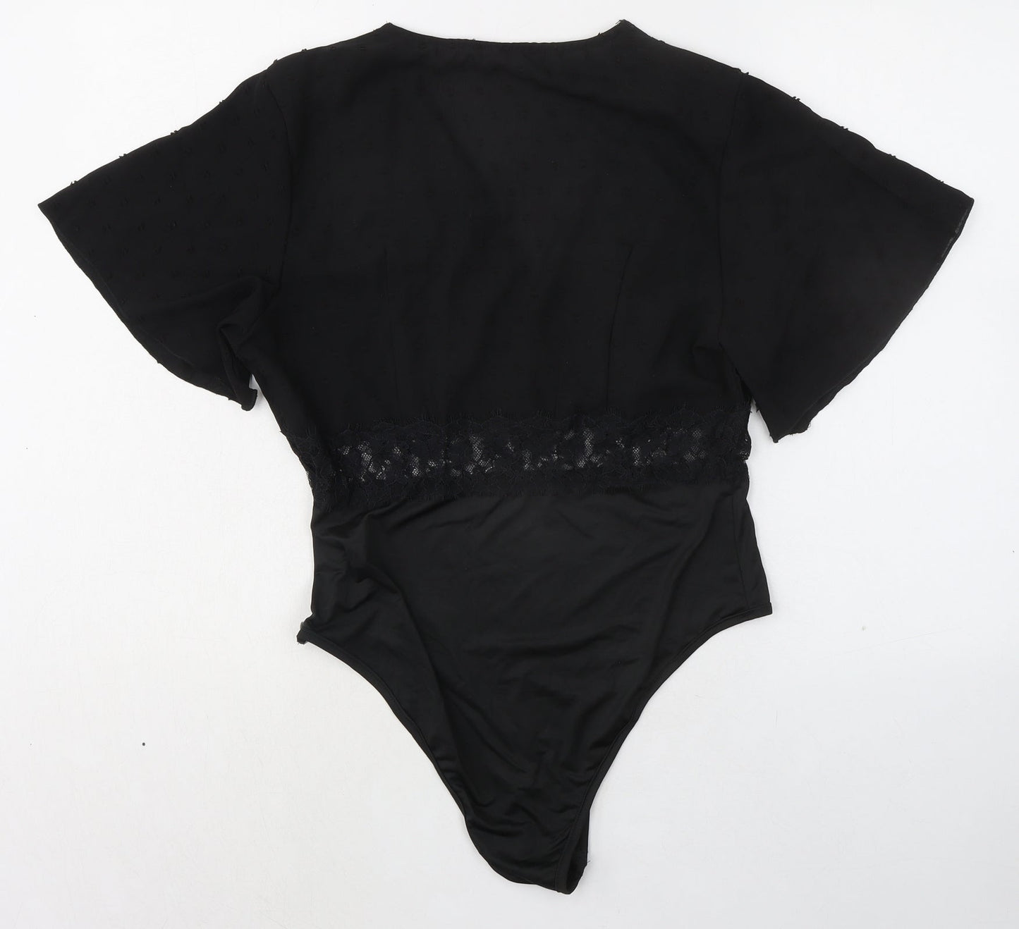 Greathe Womens Black Polyester Bodysuit One-Piece Size L Zip