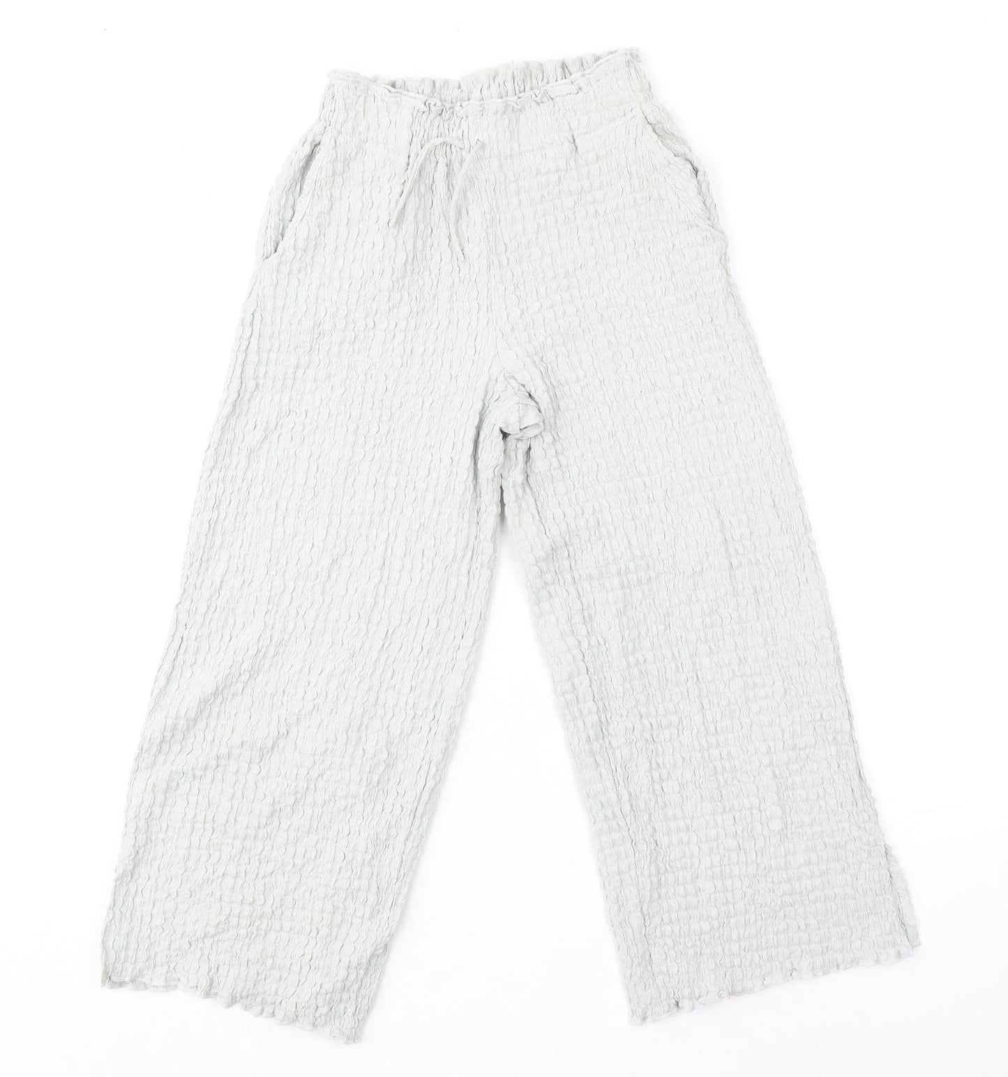 Zara Womens Grey Polyester Trousers Size 10 L20 in Regular - Textured