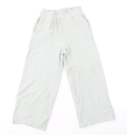 Zara Womens Grey Polyester Trousers Size 10 L20 in Regular - Textured