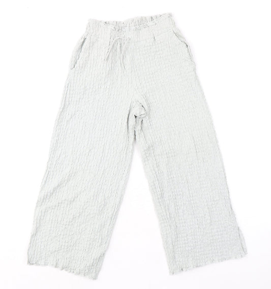 Zara Womens Grey Polyester Trousers Size 10 L20 in Regular - Textured