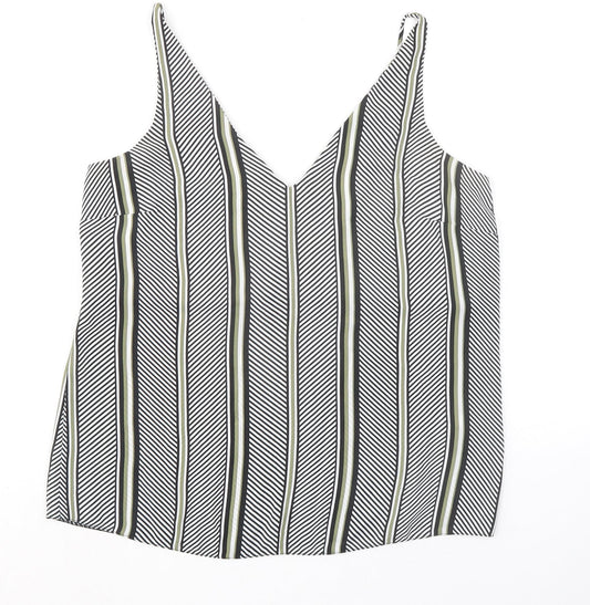 Dorothy Perkins Womens Black Geometric Polyester Camisole Tank Size 12 V-Neck