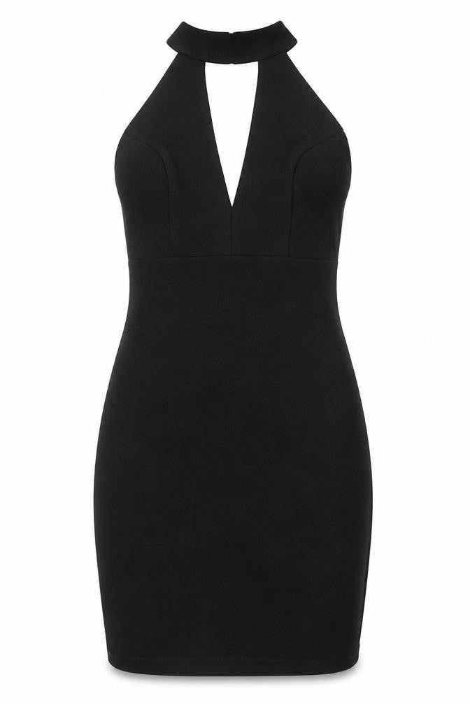Miss Selfridge Womens Black Polyester Bodycon Size 8 Halter Pullover