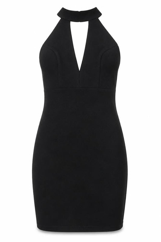 Miss Selfridge Womens Black Polyester Bodycon Size 8 Halter Pullover