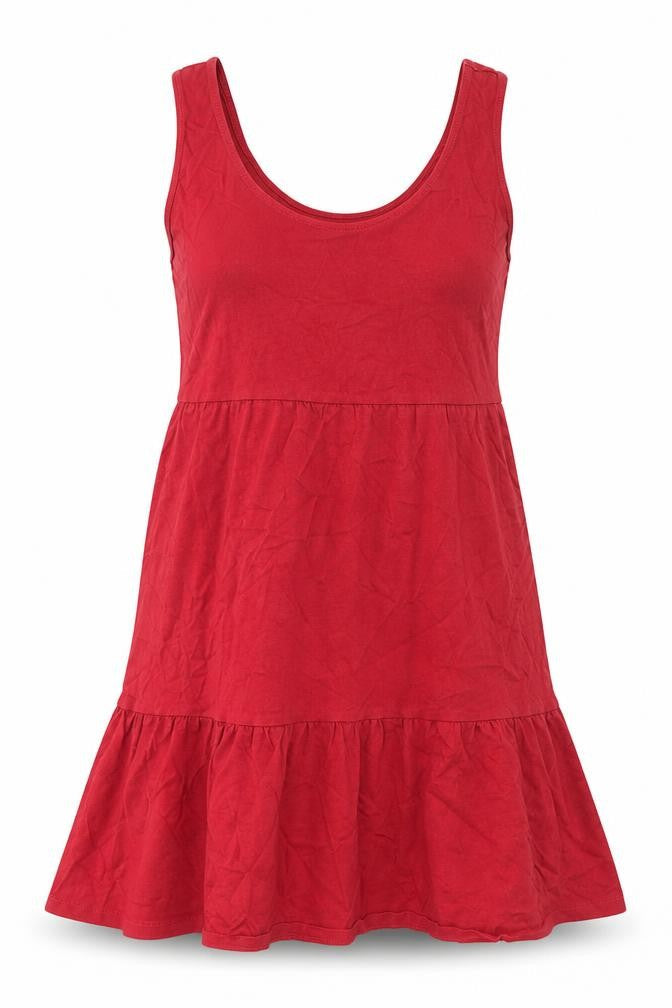 Mango Womens Red 100% Cotton Tank Dress Size M Scoop Neck Pullover