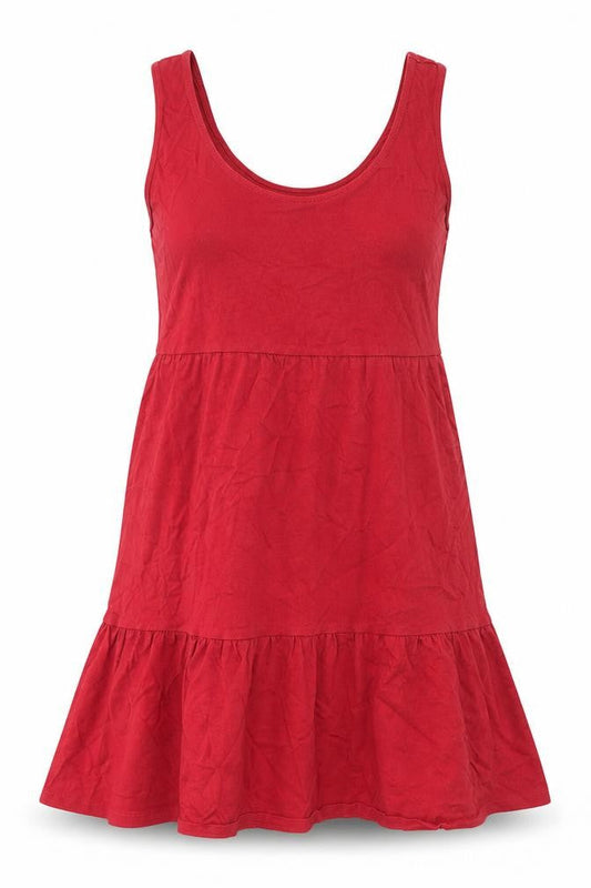 Mango Womens Red 100% Cotton Tank Dress Size M Scoop Neck Pullover